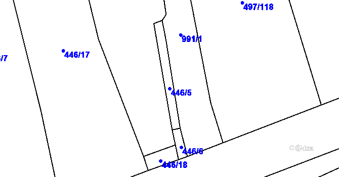 Parcela st. 446/5 v KÚ Chlustina, Katastrální mapa