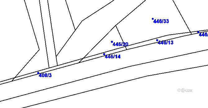 Parcela st. 446/14 v KÚ Chlustina, Katastrální mapa