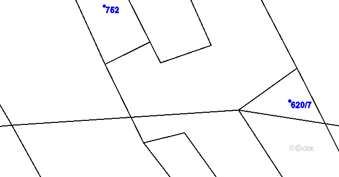 Parcela st. 620/1 v KÚ Chlustina, Katastrální mapa