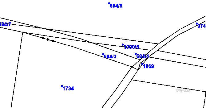 Parcela st. 684/3 v KÚ Chlustina, Katastrální mapa