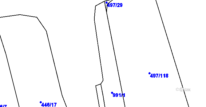 Parcela st. 991/2 v KÚ Chlustina, Katastrální mapa