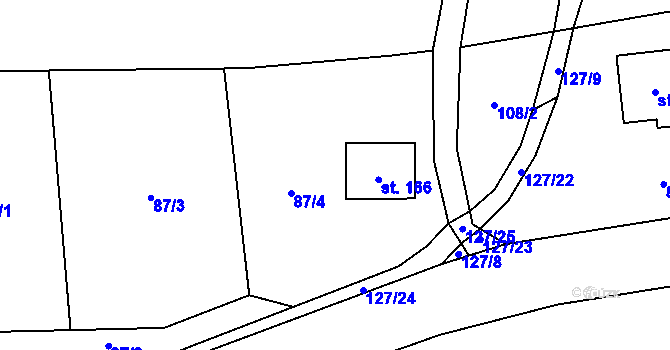 Parcela st. 87/4 v KÚ Chlustina, Katastrální mapa