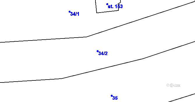 Parcela st. 34/2 v KÚ Chlustina, Katastrální mapa