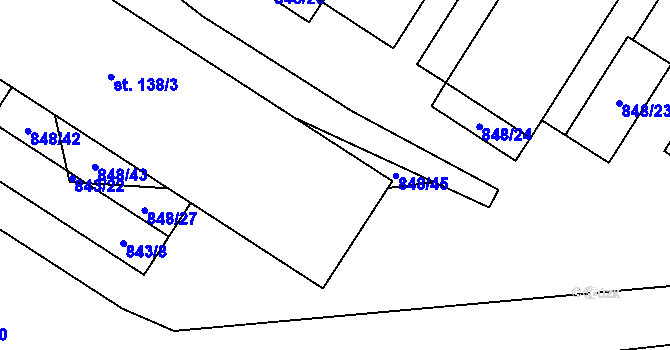Parcela st. 138/5 v KÚ Chlustina, Katastrální mapa