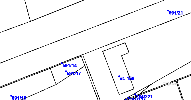 Parcela st. 591/25 v KÚ Chlustina, Katastrální mapa