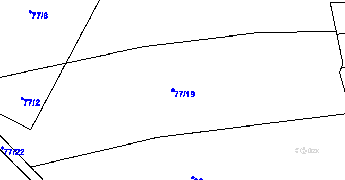 Parcela st. 77/19 v KÚ Chlustina, Katastrální mapa