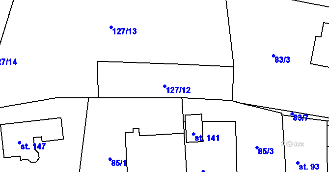 Parcela st. 127/12 v KÚ Chlustina, Katastrální mapa