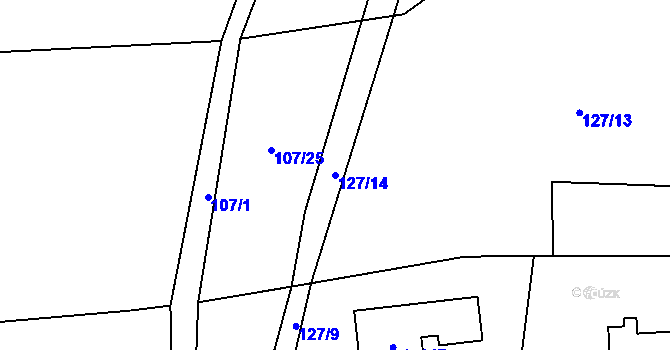 Parcela st. 127/14 v KÚ Chlustina, Katastrální mapa
