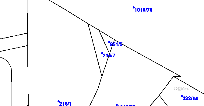 Parcela st. 216/7 v KÚ Chlustina, Katastrální mapa