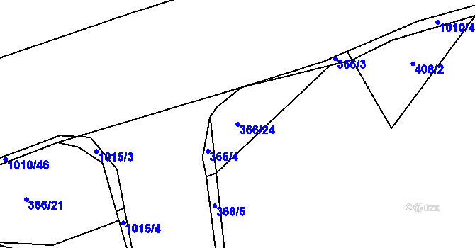 Parcela st. 366/24 v KÚ Chlustina, Katastrální mapa
