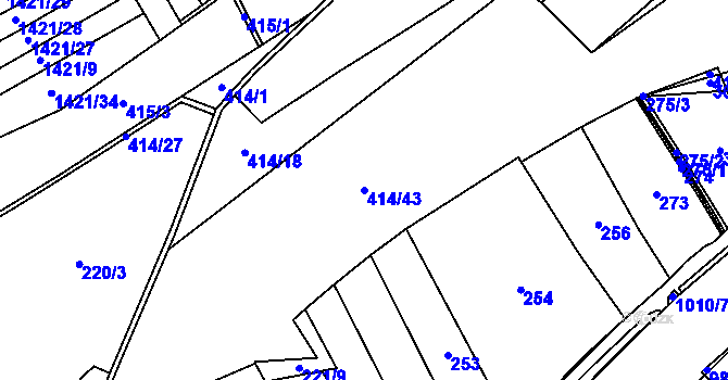Parcela st. 414/43 v KÚ Chlustina, Katastrální mapa