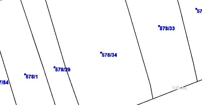 Parcela st. 578/34 v KÚ Chlustina, Katastrální mapa
