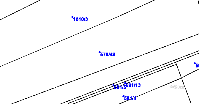 Parcela st. 578/49 v KÚ Chlustina, Katastrální mapa