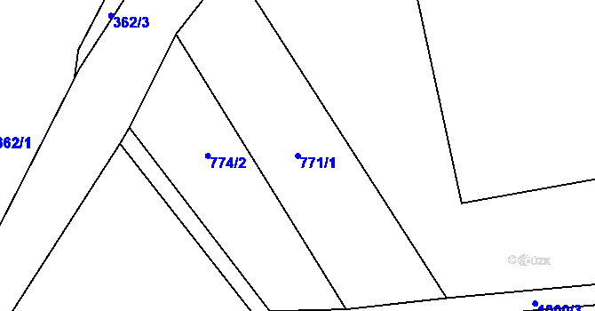 Parcela st. 771/1 v KÚ Chlustina, Katastrální mapa