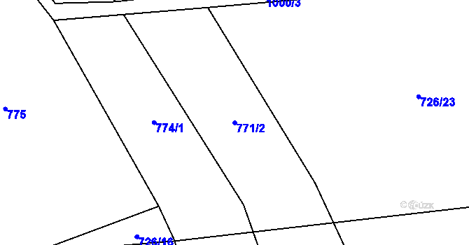 Parcela st. 771/2 v KÚ Chlustina, Katastrální mapa