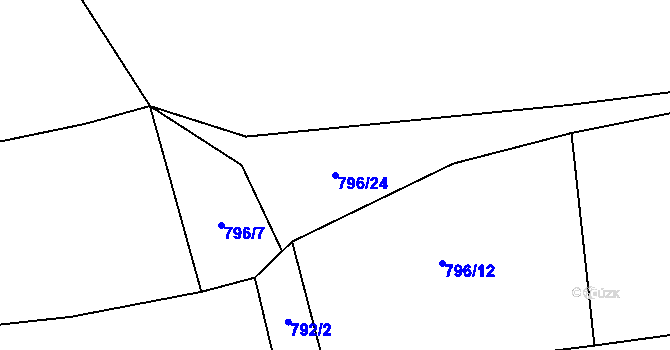 Parcela st. 796/24 v KÚ Chlustina, Katastrální mapa