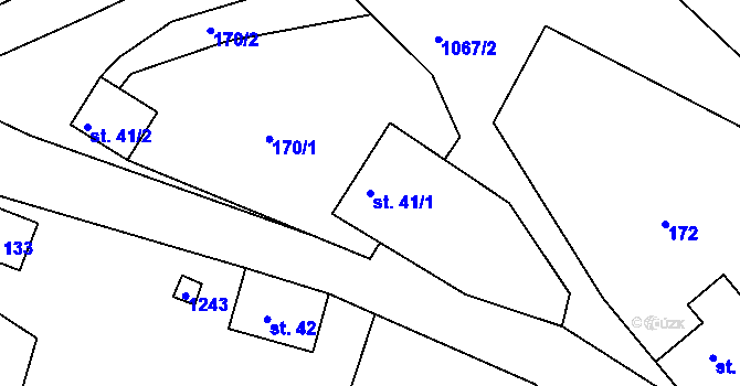 Parcela st. 41/1 v KÚ Chmelík, Katastrální mapa