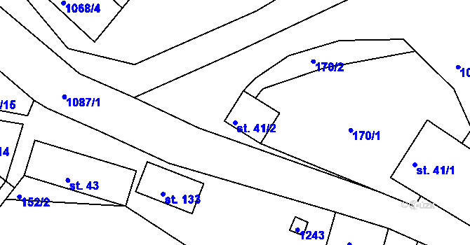 Parcela st. 41/2 v KÚ Chmelík, Katastrální mapa