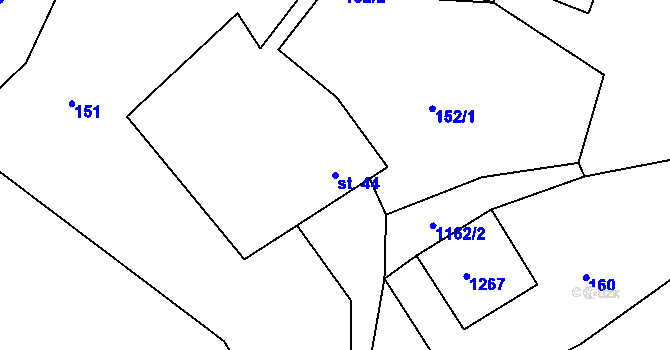 Parcela st. 44 v KÚ Chmelík, Katastrální mapa