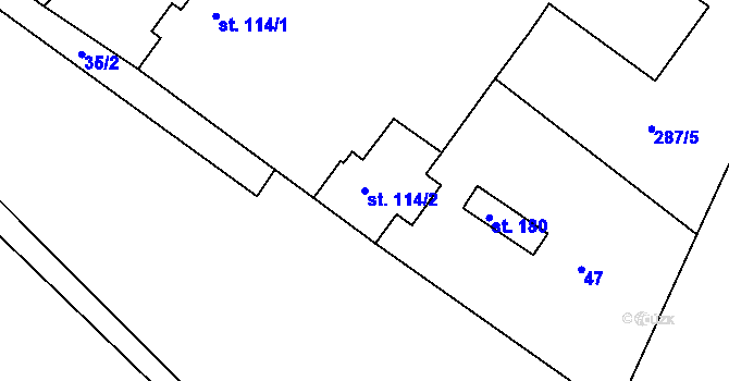 Parcela st. 114/2 v KÚ Chmelík, Katastrální mapa