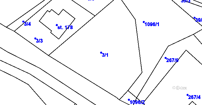 Parcela st. 3/1 v KÚ Chmelík, Katastrální mapa