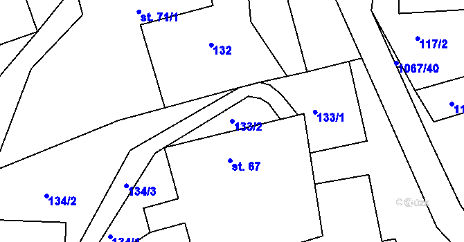 Parcela st. 133/2 v KÚ Chmelík, Katastrální mapa