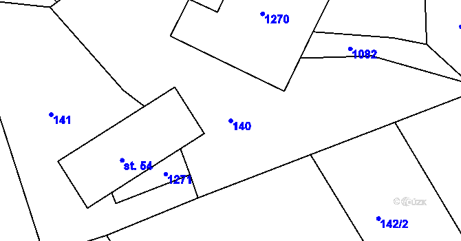 Parcela st. 140 v KÚ Chmelík, Katastrální mapa