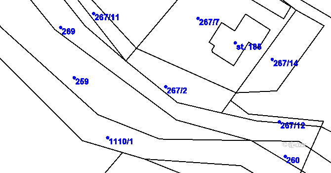 Parcela st. 267/2 v KÚ Chmelík, Katastrální mapa