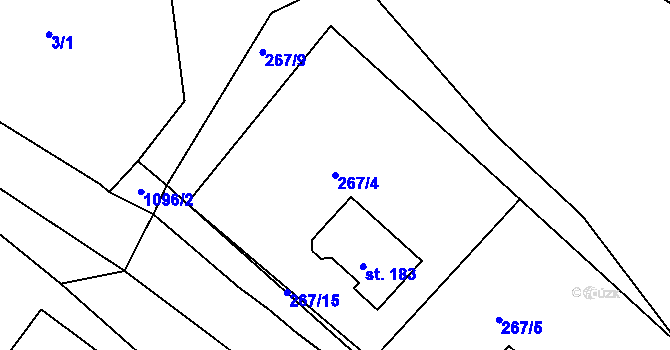 Parcela st. 267/4 v KÚ Chmelík, Katastrální mapa