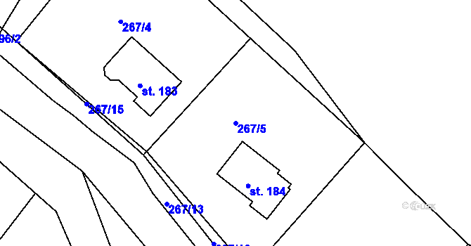 Parcela st. 267/5 v KÚ Chmelík, Katastrální mapa