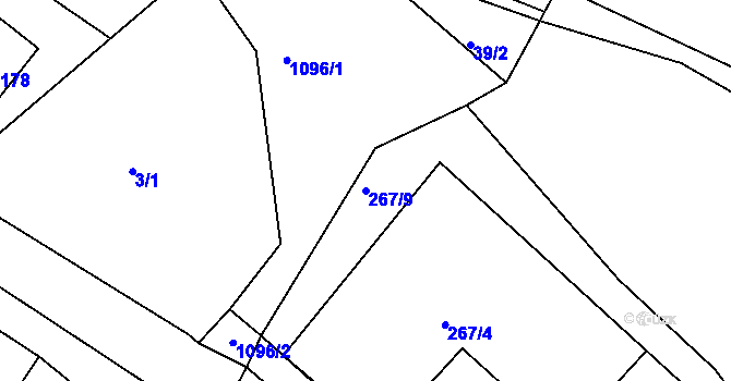 Parcela st. 267/9 v KÚ Chmelík, Katastrální mapa