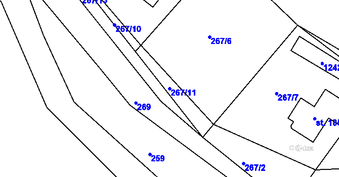 Parcela st. 267/11 v KÚ Chmelík, Katastrální mapa