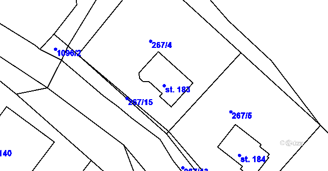 Parcela st. 183 v KÚ Chmelík, Katastrální mapa