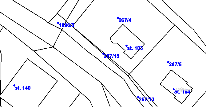 Parcela st. 267/15 v KÚ Chmelík, Katastrální mapa