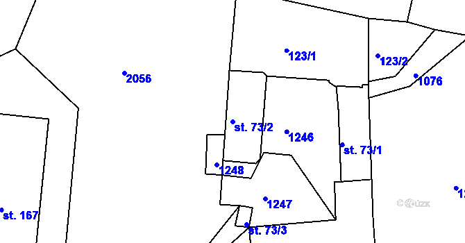Parcela st. 73/2 v KÚ Chmelík, Katastrální mapa