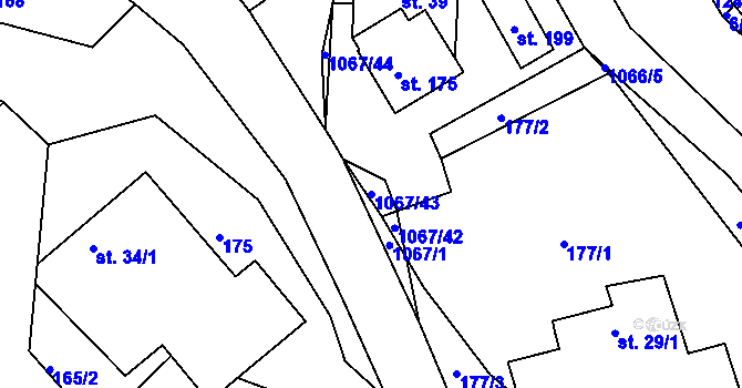 Parcela st. 1067/43 v KÚ Chmelík, Katastrální mapa