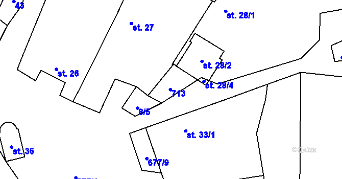 Parcela st. 28/3 v KÚ Chmelná u Vlašimi, Katastrální mapa