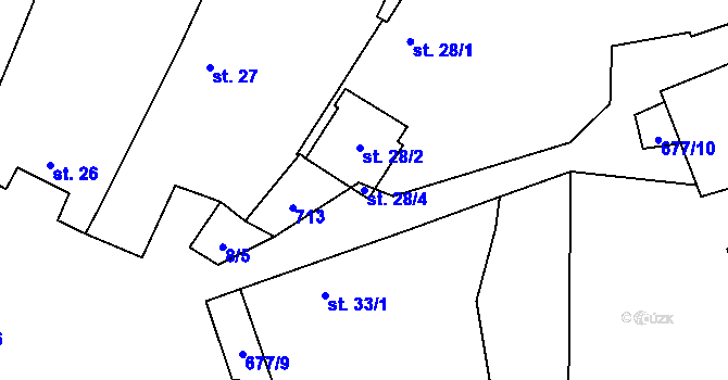 Parcela st. 28/4 v KÚ Chmelná u Vlašimi, Katastrální mapa