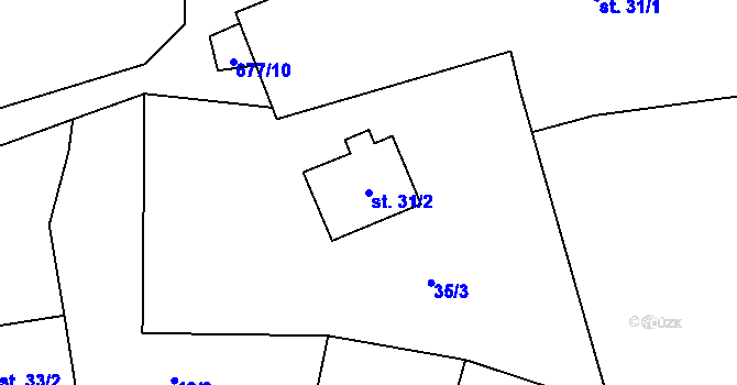 Parcela st. 31/2 v KÚ Chmelná u Vlašimi, Katastrální mapa