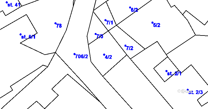 Parcela st. 4/2 v KÚ Chmelná u Vlašimi, Katastrální mapa