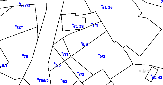 Parcela st. 6/2 v KÚ Chmelná u Vlašimi, Katastrální mapa