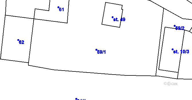 Parcela st. 59 v KÚ Chmelná u Vlašimi, Katastrální mapa