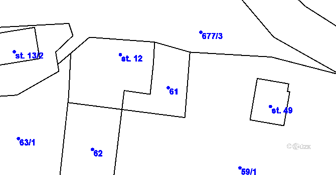 Parcela st. 61 v KÚ Chmelná u Vlašimi, Katastrální mapa