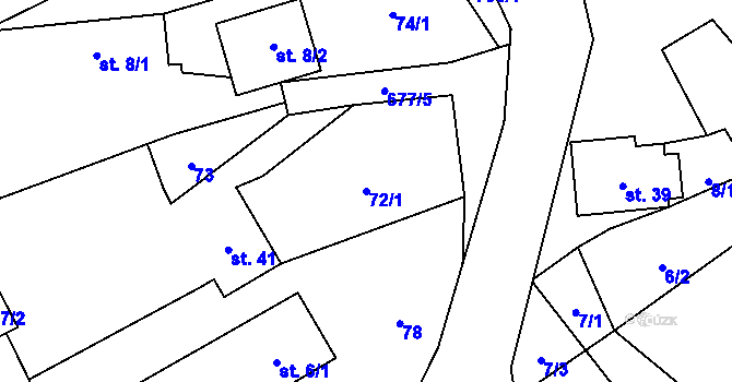Parcela st. 72/1 v KÚ Chmelná u Vlašimi, Katastrální mapa