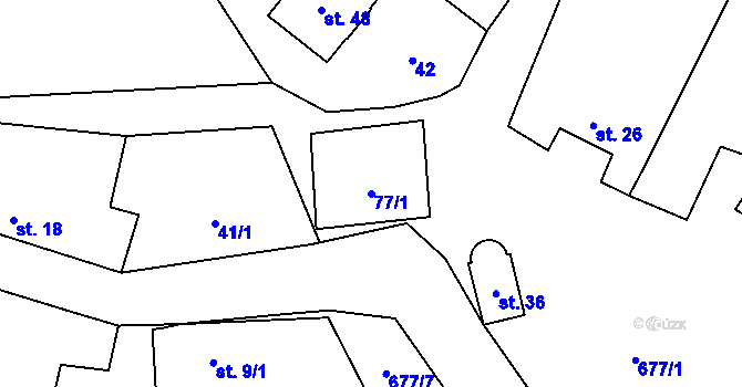 Parcela st. 77/1 v KÚ Chmelná u Vlašimi, Katastrální mapa