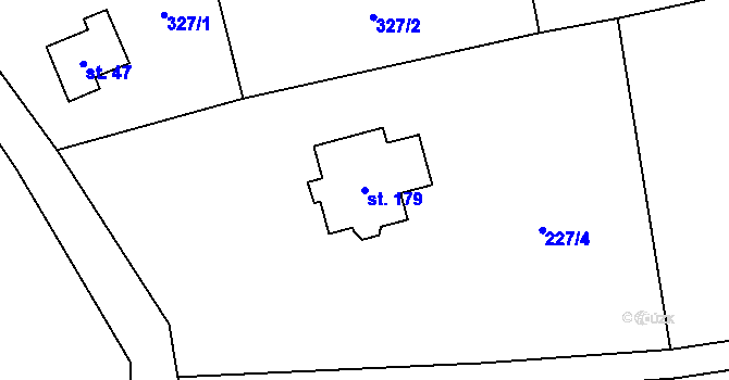 Parcela st. 179 v KÚ Chmelná u Vlašimi, Katastrální mapa