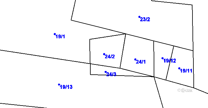 Parcela st. 24/2 v KÚ Chmelná u Vlašimi, Katastrální mapa