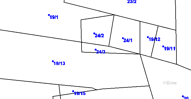 Parcela st. 24/3 v KÚ Chmelná u Vlašimi, Katastrální mapa