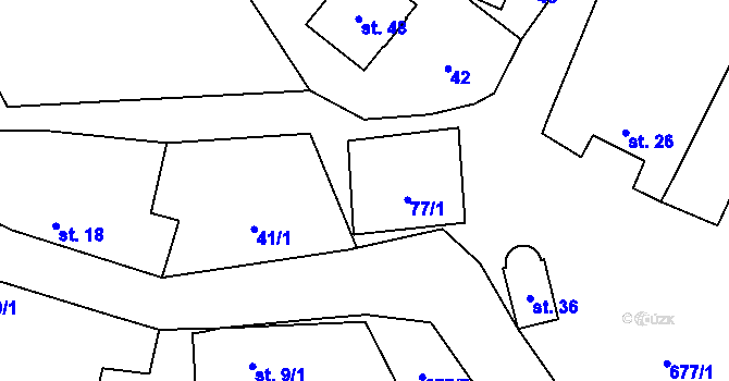 Parcela st. 77/2 v KÚ Chmelná u Vlašimi, Katastrální mapa