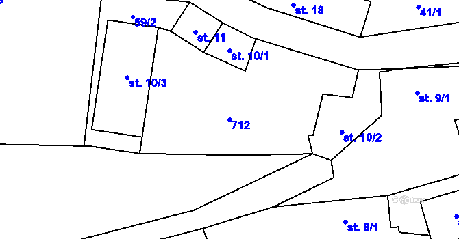 Parcela st. 712 v KÚ Chmelná u Vlašimi, Katastrální mapa